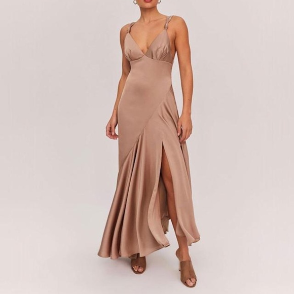 Fame and Partners Tan Maxi Dress - Picture 1 of 11